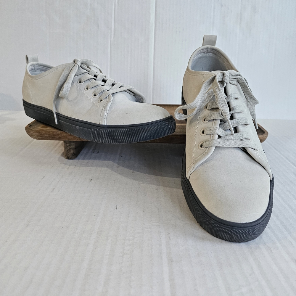 Mutual Weave Galser Mens Sneakers Size 10.5 Taupe Lace Up Memory Foam Faux Suede